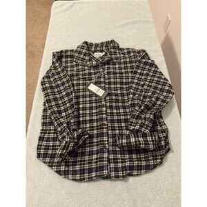 Alpine Design Wadi Hike Flannel Shirt Womens XS Navy Plaid Button Up NWT